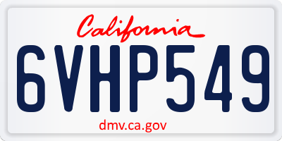 CA license plate 6VHP549