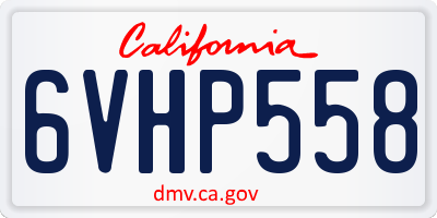 CA license plate 6VHP558