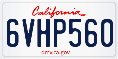 CA license plate 6VHP560