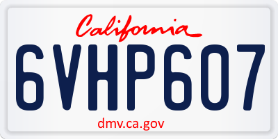 CA license plate 6VHP607