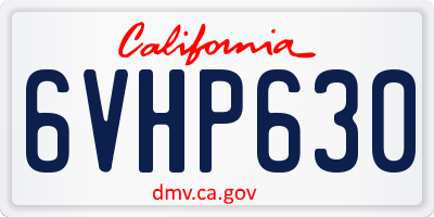 CA license plate 6VHP630