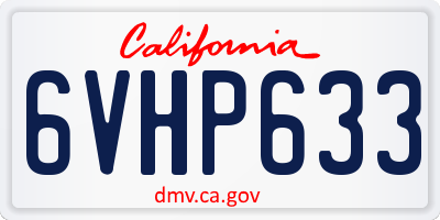 CA license plate 6VHP633