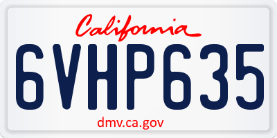 CA license plate 6VHP635