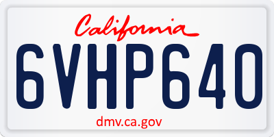 CA license plate 6VHP640