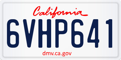 CA license plate 6VHP641