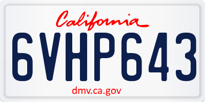 CA license plate 6VHP643