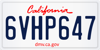 CA license plate 6VHP647