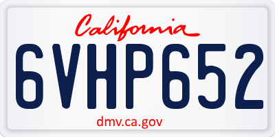 CA license plate 6VHP652
