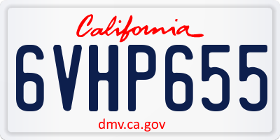 CA license plate 6VHP655