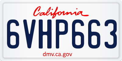 CA license plate 6VHP663