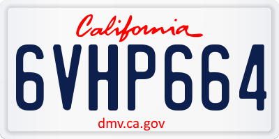 CA license plate 6VHP664