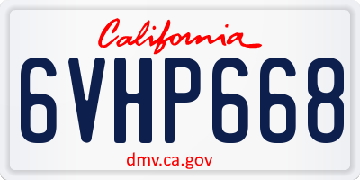 CA license plate 6VHP668