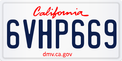 CA license plate 6VHP669
