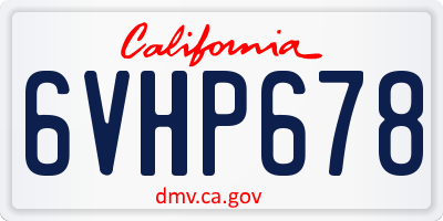 CA license plate 6VHP678