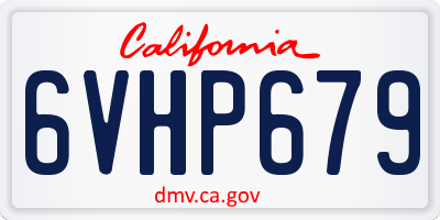 CA license plate 6VHP679