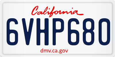 CA license plate 6VHP680