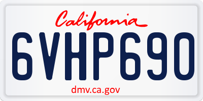 CA license plate 6VHP690