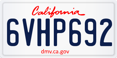 CA license plate 6VHP692