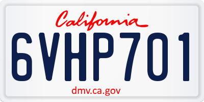 CA license plate 6VHP701