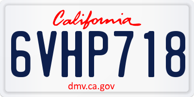 CA license plate 6VHP718