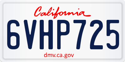 CA license plate 6VHP725
