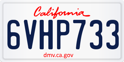 CA license plate 6VHP733