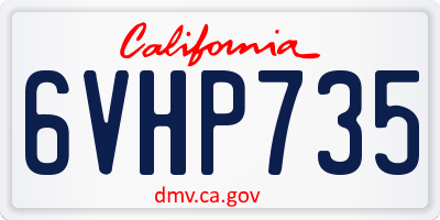 CA license plate 6VHP735