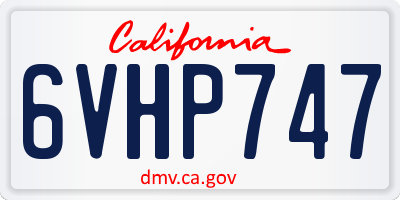 CA license plate 6VHP747