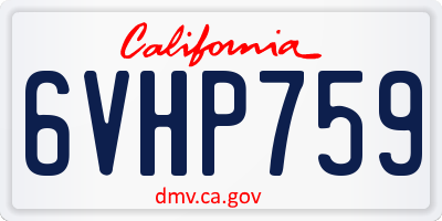 CA license plate 6VHP759