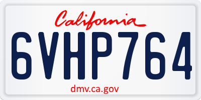 CA license plate 6VHP764