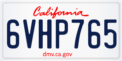 CA license plate 6VHP765