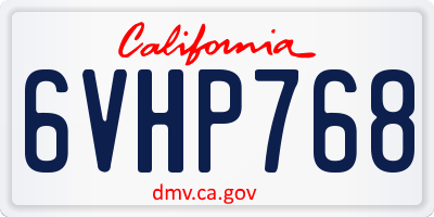 CA license plate 6VHP768