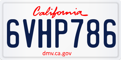 CA license plate 6VHP786