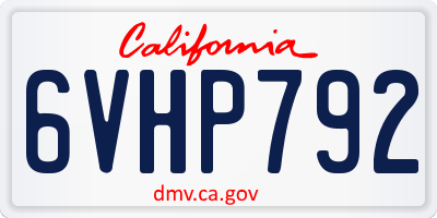 CA license plate 6VHP792