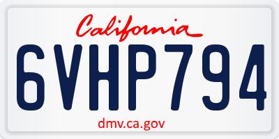 CA license plate 6VHP794