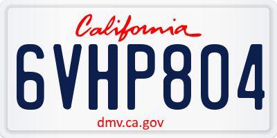 CA license plate 6VHP804