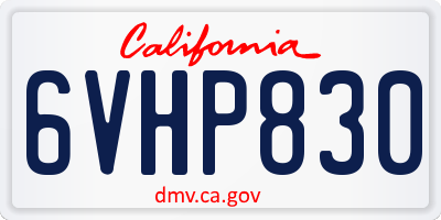 CA license plate 6VHP830