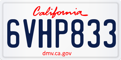 CA license plate 6VHP833