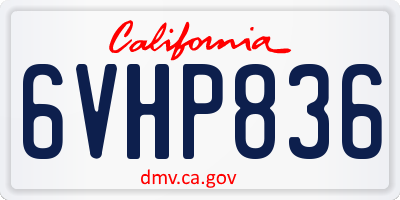 CA license plate 6VHP836