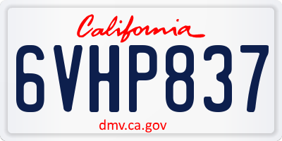 CA license plate 6VHP837