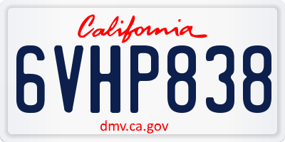 CA license plate 6VHP838