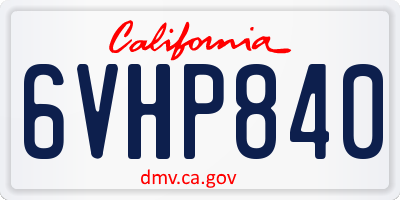 CA license plate 6VHP840
