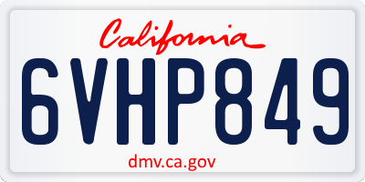 CA license plate 6VHP849