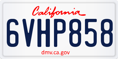CA license plate 6VHP858