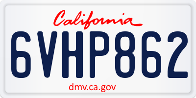 CA license plate 6VHP862