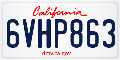 CA license plate 6VHP863