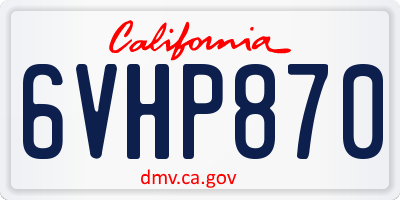 CA license plate 6VHP870