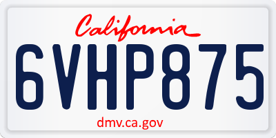 CA license plate 6VHP875