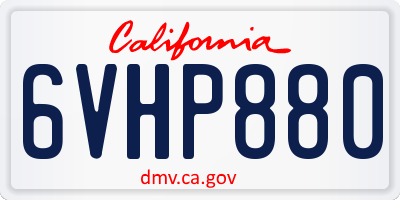 CA license plate 6VHP880