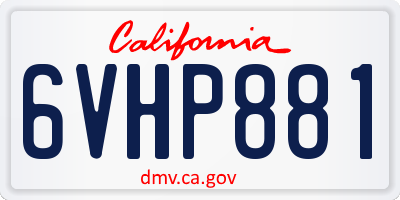 CA license plate 6VHP881